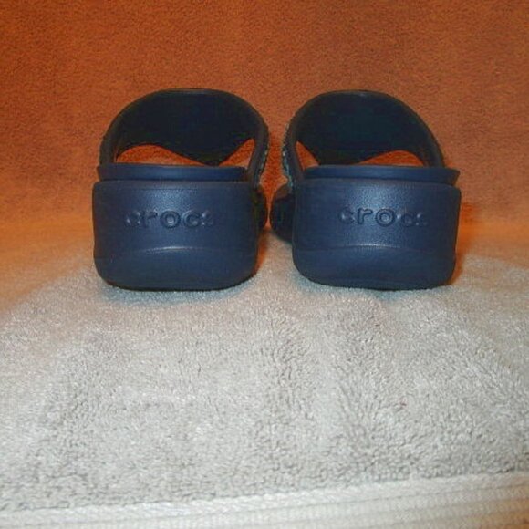 Crocs Monterey Diamante Sandals Size 10 Thong Platform Wedge Blue Flip Flops - Picture 8 of 11
